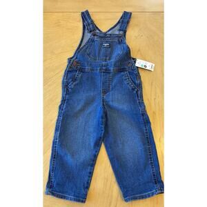 NEW OshKosh B'gosh Overalls 3T Denim Carpenter Farmer Adjustable Straps Pockets
